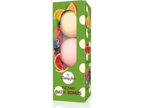 DAIRY FUN_Fizzing Bath Bombs effervescent bath balls Watermelon, Forest Fruits and Orange 3x100g