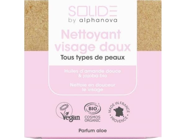 ALPHANOVA SOLIDE Alphanova Solide, Facial cleansing bar with jojoba oil and sweet almonds, 75g