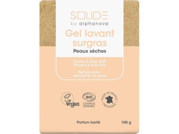 ALPHANOVA SOLIDE Alphanova Solide, Gentle washing bar for face and body, dry skin, 100g