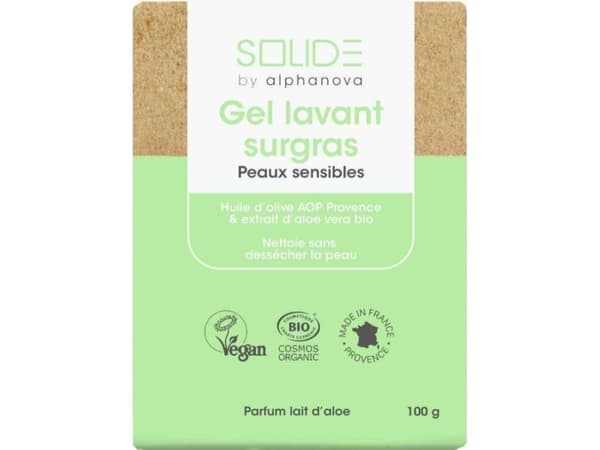 ALPHANOVA SOLIDE Alphanova Solide, Delicate Aloe Vera washing bar for face and body, 100g