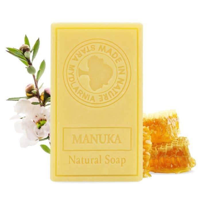 Naturlig vegansk fast tvål 95g - ansiktsrengöring - bekämpar pormaskar, orenheter i huden (Manuka honung)