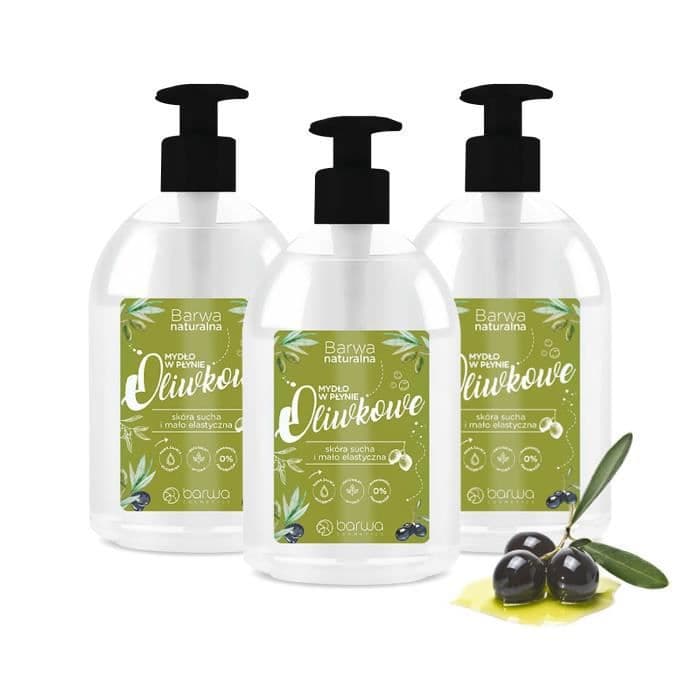 Lot om 3 flytande handtvål olivolja 300mL - flytande tvål med rent naturligt olivextrakt - eteriska olivoljor