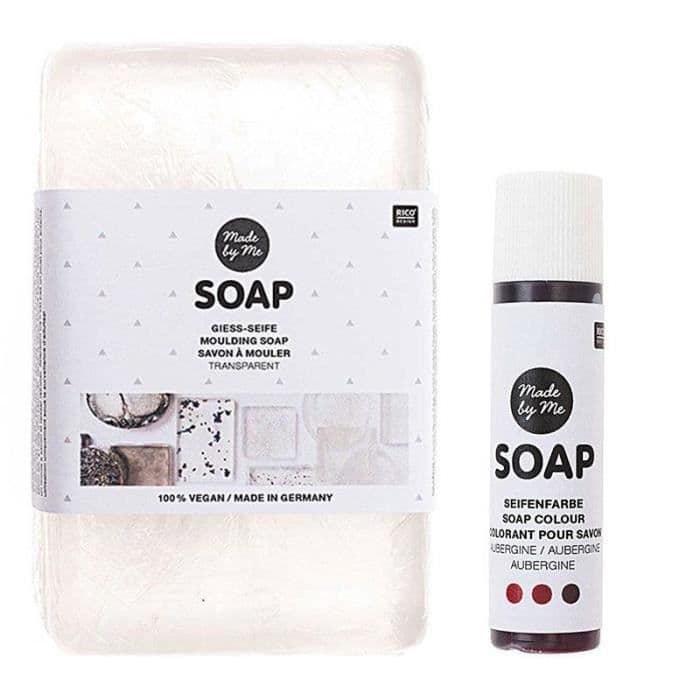 Transparent vegansk formtvål 250 g + Auberginefärgning