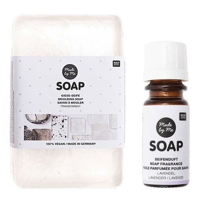 100% vegansk genomskinlig formtvål 250 g + lavendeldoftande olja