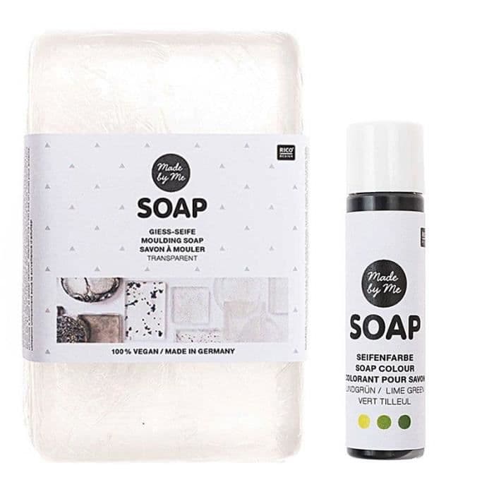 Transparent vegansk formtvål 250 g + Linden grön färg