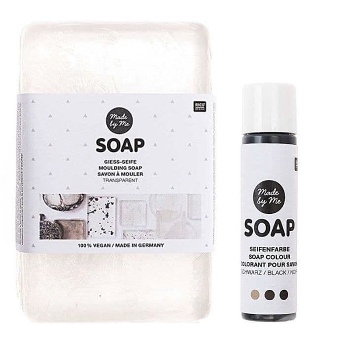 Transparent vegansk formtvål 250 g + svart färgämne