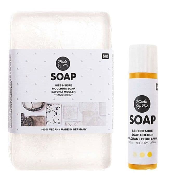 Transparent vegansk formtvål 250 g + Gul färg