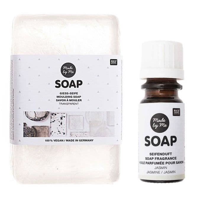 100% vegansk transparent formtvål 250 g + Jasmindoftande olja