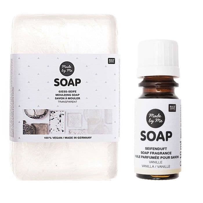 Transparent formtvål 100% vegansk 250 g + Vaniljdoftande olja