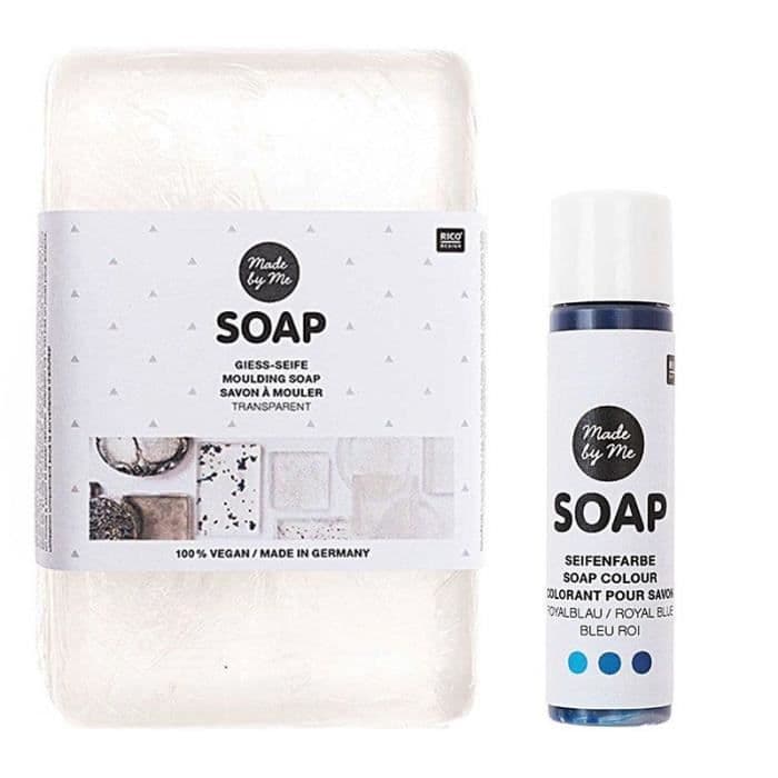 Transparent vegansk formtvål 250 g + Kungsblå färg