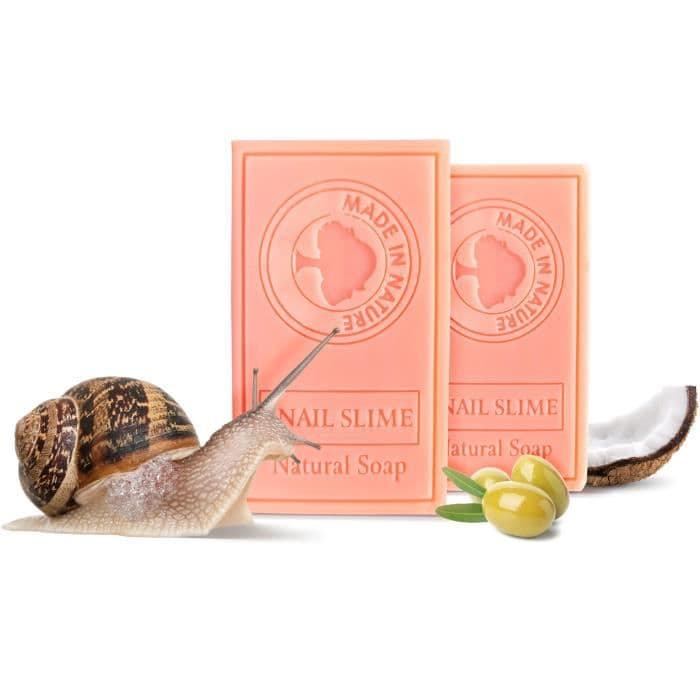 Set om 2 Naturlig solid tvål med snigelslem 95g - Naturlig snigeltvål - med kokosolja - med olivolja