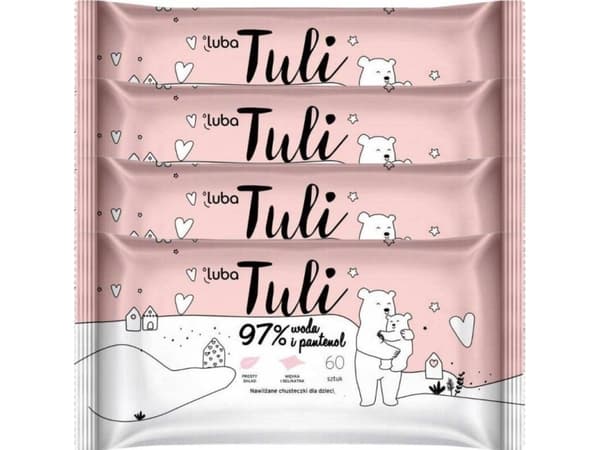 Luba Tuli våtservietter til barn og babyer 97% vann og panthenol 4x60 stk.