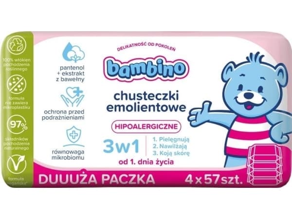 BAMBINO / pehmittävät pyyhkeet 3in1 4x57kpl
