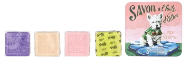 La Savonnerie De Nyons Soap Bar Set 4 Pcs - Dog 400 g 4x100gr - Lavender/Verbena/Cottonflower/Rose