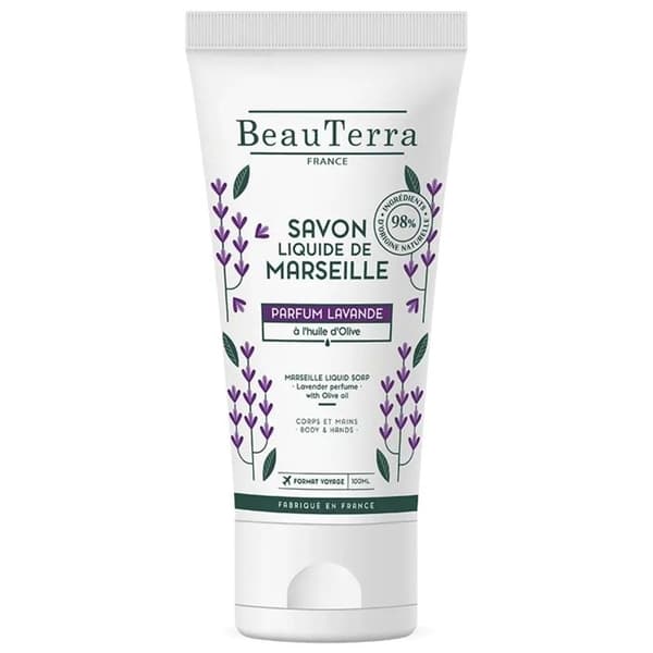 Naturlig tvål - Beauterra - Marseille-tvål - 100 ml - Utan parabener - Lavendel