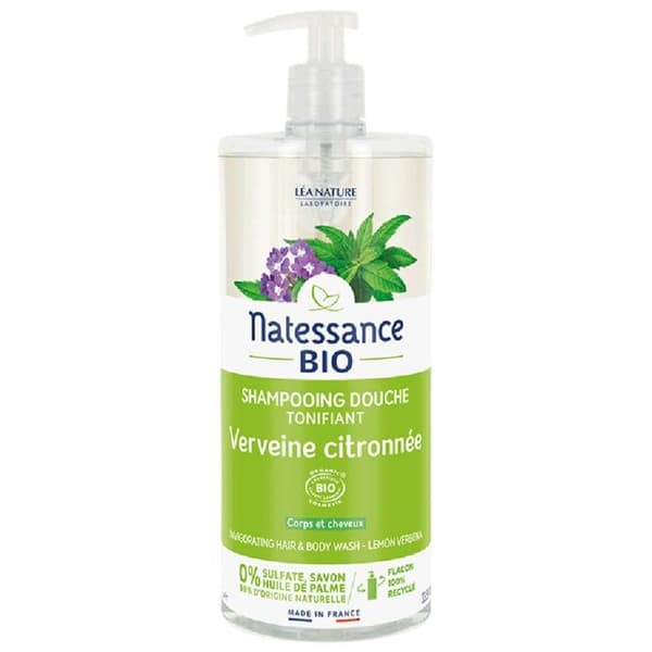 Schampo Dusch - NATESSANCE - Citronverbena - 1L - 100% Växtbaserad - Utan Sulfater