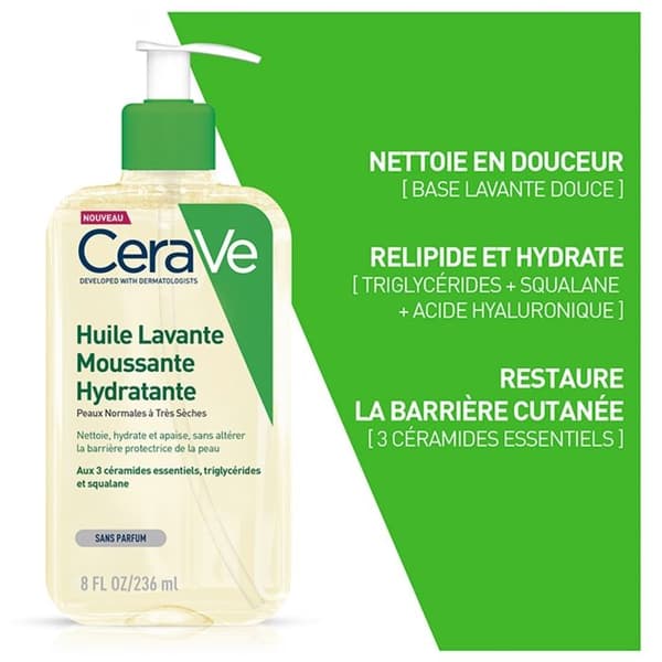 Cerave Skummande Rengöringsolja 236 ml För Normal till Mycket Torr Hy och Atopisk Tendens