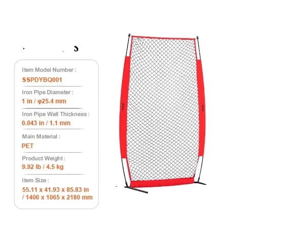 Baseball Skærm, Holdbart PET Net, Letvægtsdesign,rød