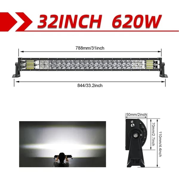 LED Lysbjælke, 2-rækker, 11000LM