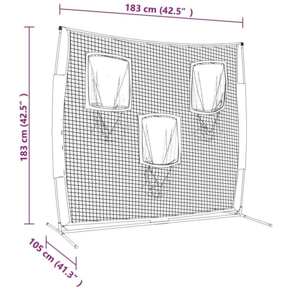 vidaXL bærbart baseballnet 183x105x183 cm polyester sort og rød