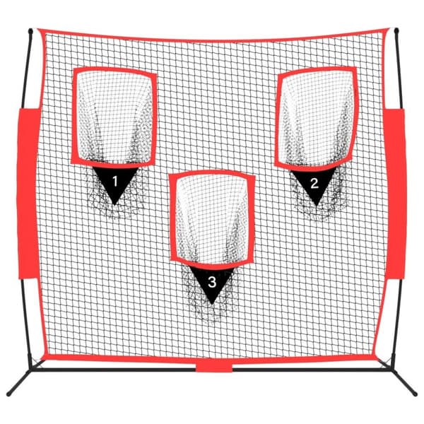 vidaXL bærbart baseballnet 183x105x183 cm polyester sort og rød