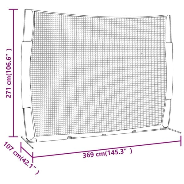 vidaXL bærbart baseballnet 369x107x271 cm stål polyester rød og sort