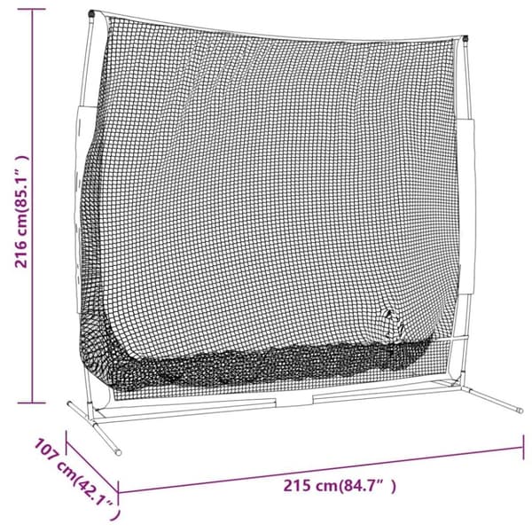 vidaXL Portabelt baseballnät svart och röd 215x107x216 cm polyester