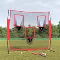 Miniatyrbild 1 av 2: Portabelt baseballnät svart och röd 183x105x183 cm polyester