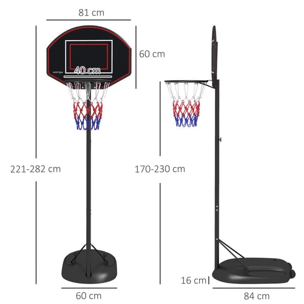 Justérbar Höjd Basketkorg, 83x2x60 cm, Svart