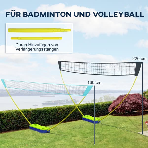 Badminton Sæt, 2 i 1, 400x22.4x155 cm, Sort+Blå+Grøn
