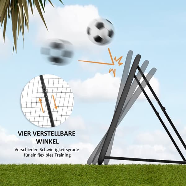 Fodboldmål, 128x118x108-120 cm, Sort