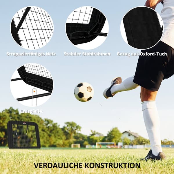 Fodboldmål, 128x118x108-120 cm, Sort