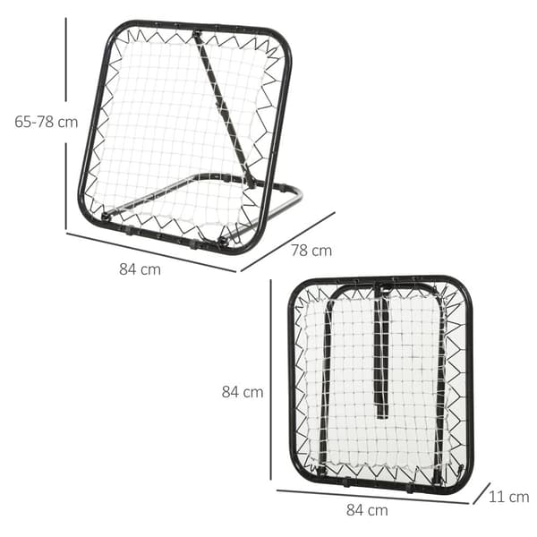 Fotboll Rebounder, 78x84x65-78 cm, Svart