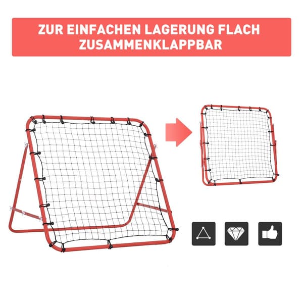 Rebounder, jalkapallon palautusseinä, 96x80x96 cm, punainen musta