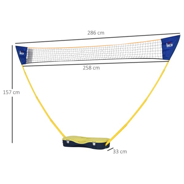 Badmintonnät med stativ, 286x33x157 cm, Gul och Blå