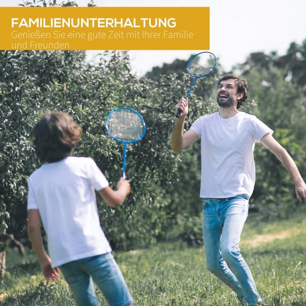 Badmintonnät med stativ, 286x33x157 cm, Gul och Blå