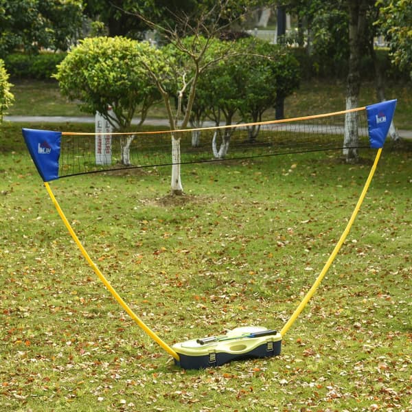 Badmintonnät med stativ, 286x33x157 cm, Gul och Blå