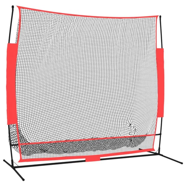 Portabelt baseballnät svart och röd 215x107x216 cm polyester