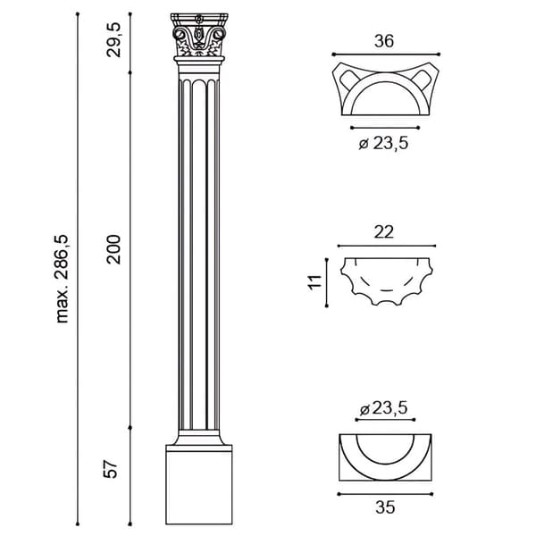Halv Søjler sæt Orac Decor LUXXUS KC6H stil Corinthian
