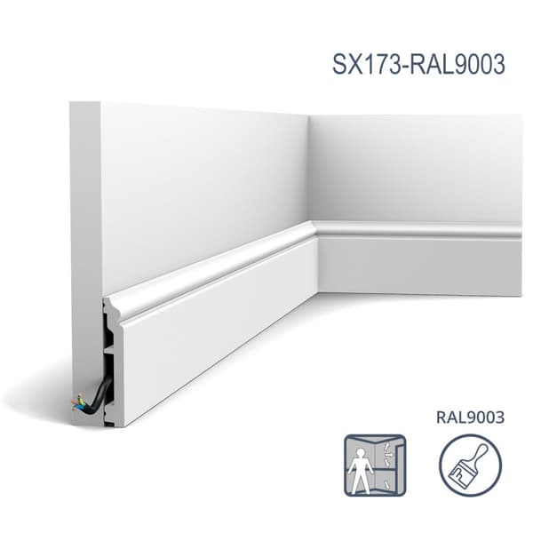 Jalkalistat Orac Decor AXXENT SX173-RAL9003-box 1 laatikko kanssa 20 listat 40 m