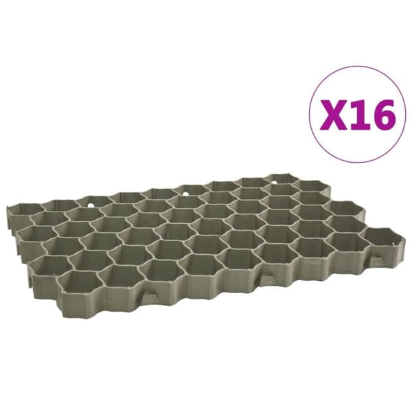vidaXL græsgitter 16 stk. 60x40x3 cm plastik grøn