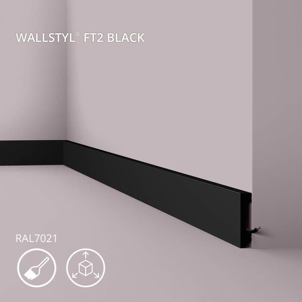 Golvlister NMC WALLSTYL FT2 BLACK-box 1 låda innehåller 17 lister 34 m