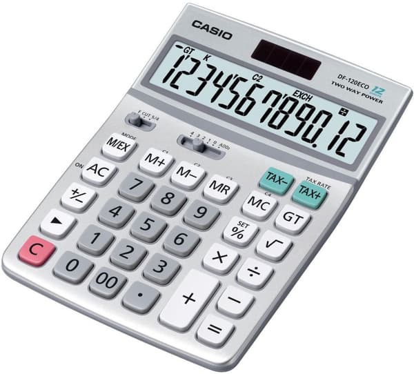 Bordsräknare CASIO DF-120ECO grå
