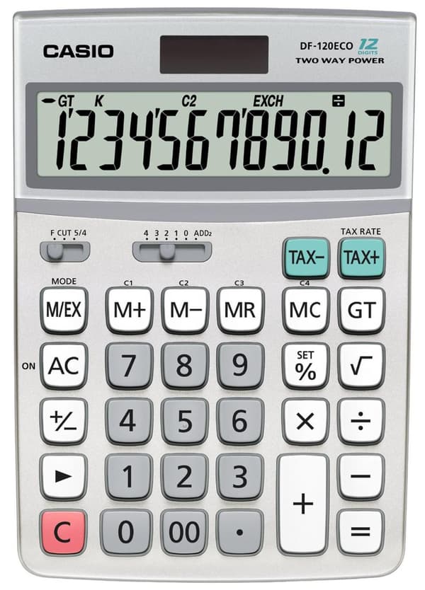 Bordsräknare CASIO DF-120ECO grå