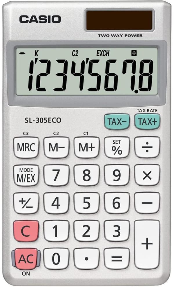 Miniräknare CASIO SL-305ECO Silver, Vit