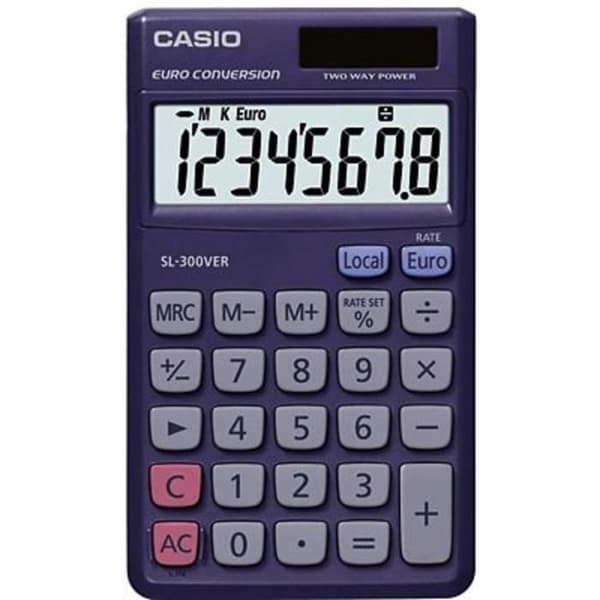 Casio SL-300VER Fickräknare blå Display: 8 solceller, batteridriven (B x H x D) 70 x 7,5 x 118,5 mm Blå