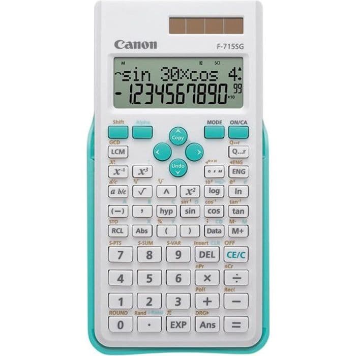 CANON Scientific kalkylator F-715SG - 10 siffror + 2 exponenter - Solpanel, batteri - Vit med blått