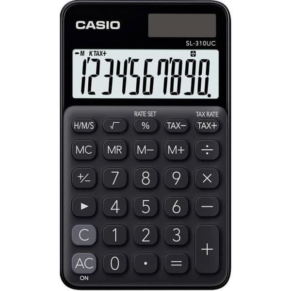 Plånbokskalkylator - Casio - SL-310UC-BK - Solpanel 10 - Minne 4 knappar - Svart Svart