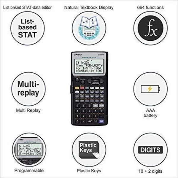 Programmerbar kalkylator - Casio - FX 5800 P - LCD-skärm - Bakgrundsbelysning - 200 g
