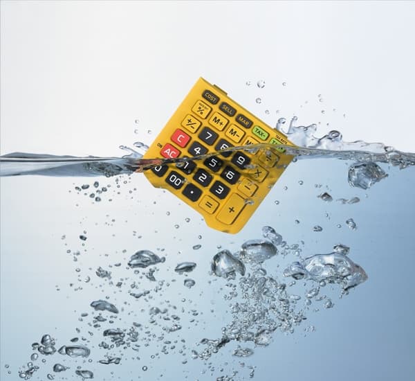 CASIO TOIMISTOLASKIN VEDENPITÄVÄ WM-320MT-S, 12-numeroinen näyttö, irrotettava näppäimistö.
